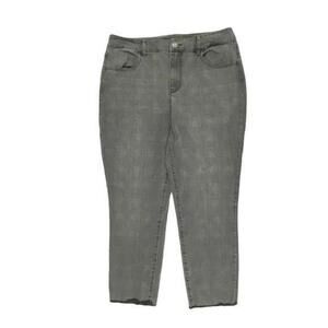 Maurices High Rise Skinny Raw Hem Women's size Large Plaid Gray Denim Jeans